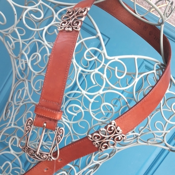 Genuine Leather Belt Boho Silver Metal Belt Buckle Ornate Studded Belts Fossil M - Picture 4 of 13